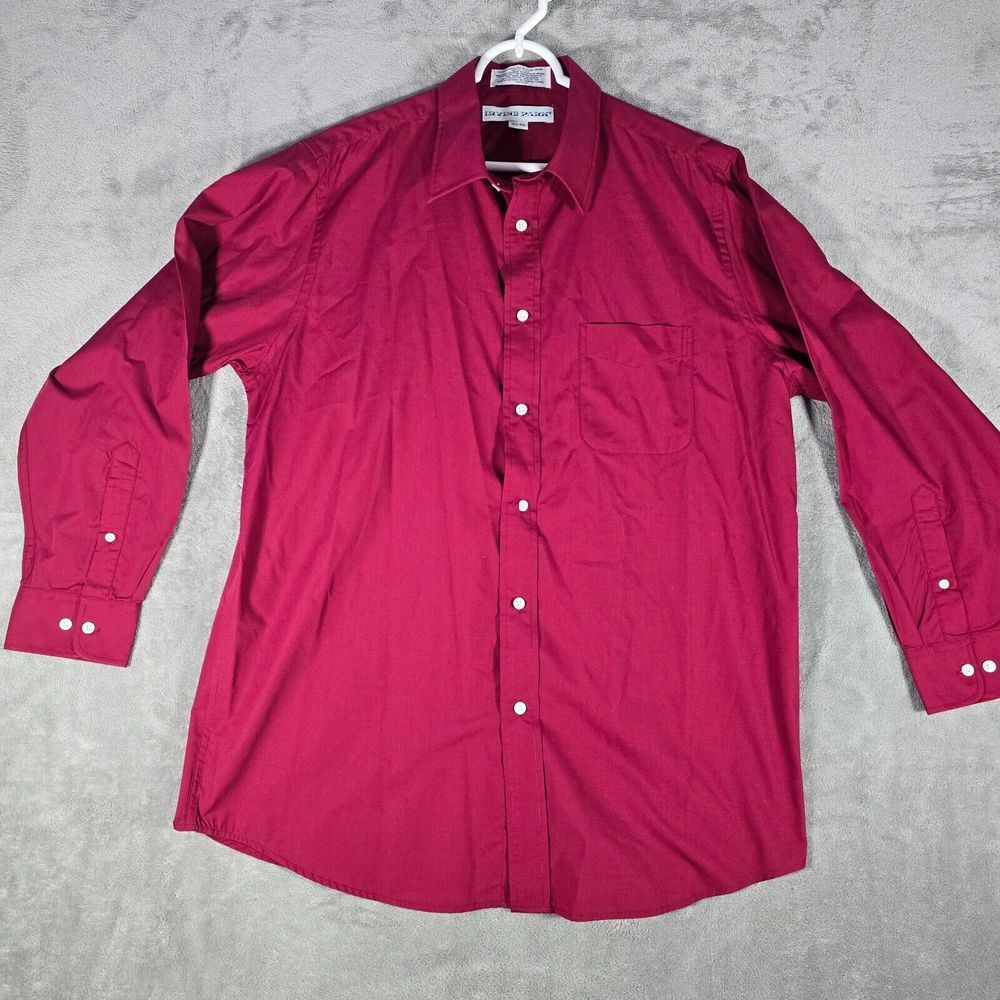 Irvine Park Shirt Mens 16.5 Regular Long Sleeve Red‎ Burgundy Dress Business